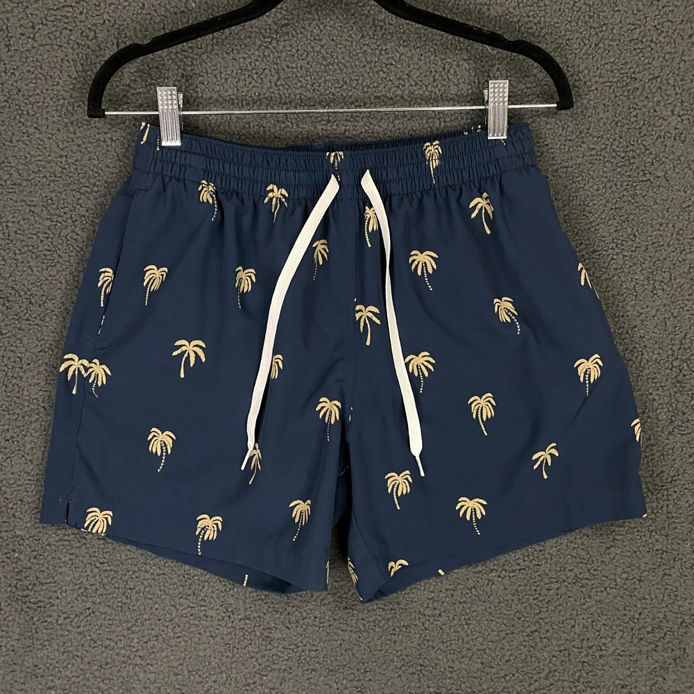 Chubbies Shorts Mens Medium Blue 5.5" Inseam Athletic Lined Palm Tree Summer